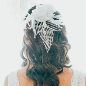 Ivory clip in wedding hair facinator